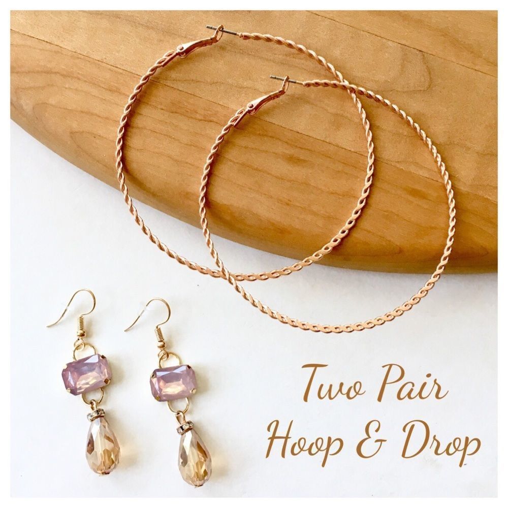 Rose Gold Twisted Hoop & Pink Opalescent Drop E/R